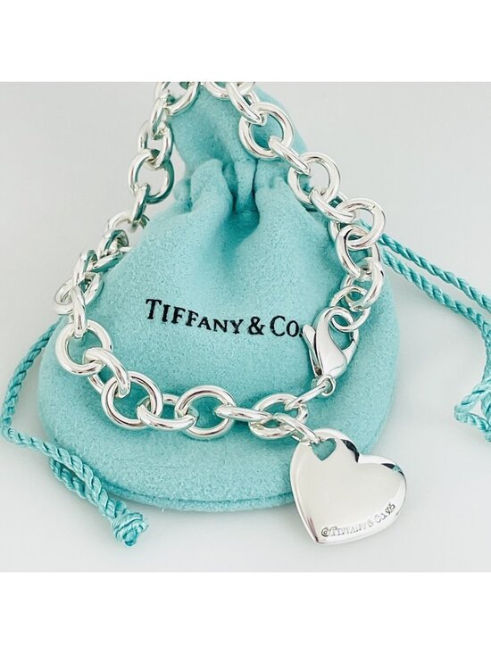 Tiffany & Co. Jewelry - 8" Tiffany & Co Puffed Puff Double Cutout Heart Tag Charm Bracelet in Silver